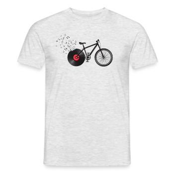 Disque vinyle de vélo - T-shirt homme - gris chiné - Devant - AI Model Male 178 dark (178cm)