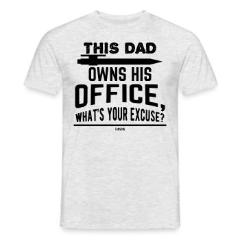 Ce père est propriétaire de son bureau Quelle est votre excuse? - T-shirt homme - gris chiné - Devant - AI Model Male 178 dark (178cm)