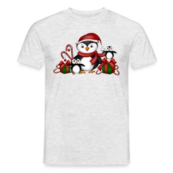 Pinguine Weihnachten - Männer T-Shirt - Grau meliert - Vorne - AI Model Male 178 dark (178cm)