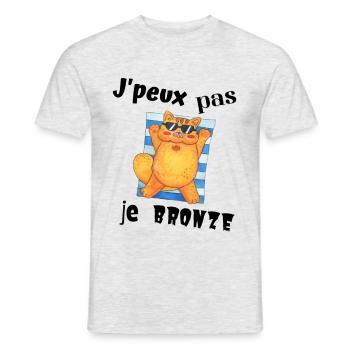 j peux pas je bronze - T-shirt homme - gris chiné - Devant - AI Model Male 178 dark (178cm)