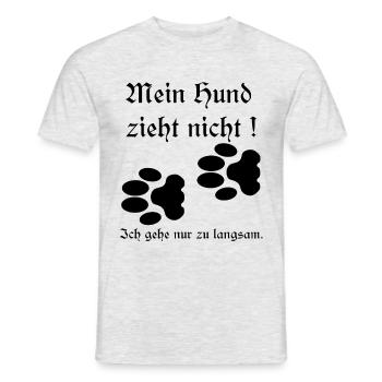 Mon chien ne tire pas, chiens disent les amoureux des chiens - T-shirt homme - gris chiné - Devant - AI Model Male 178 dark (178cm)