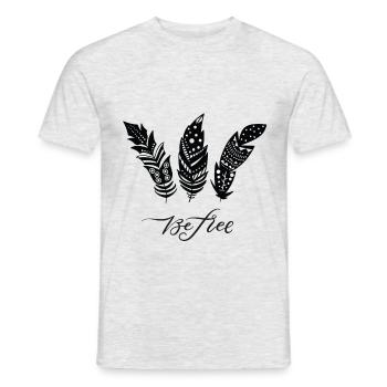 Be Free Federn - Männer T-Shirt - Grau meliert - Vorne - AI Model Male 178 dark (178cm)