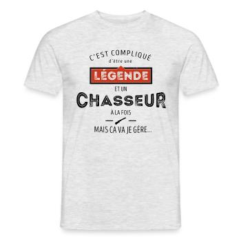 Légende et chasseur - T-shirt homme - gris chiné - Devant - AI Model Male 178 dark (178cm)