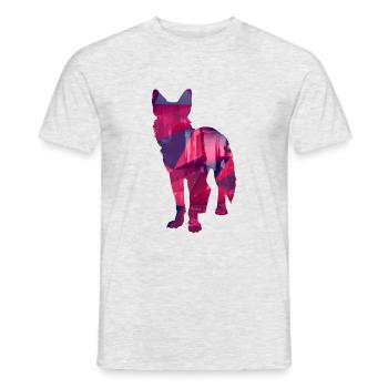 Chien basse poly - Chiens Low Poly Design - T-shirt homme - gris chiné - Devant - AI Model Male 178 dark (178cm)