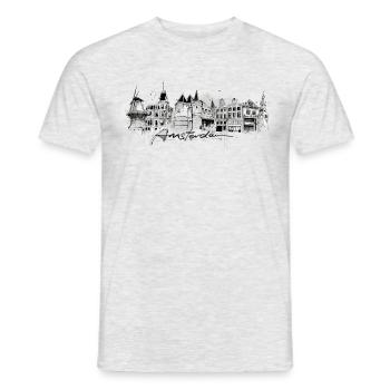 Amsterdam collage - Men's T-Shirt - heather grey - Front - AI Model Male 178 dark (178cm)