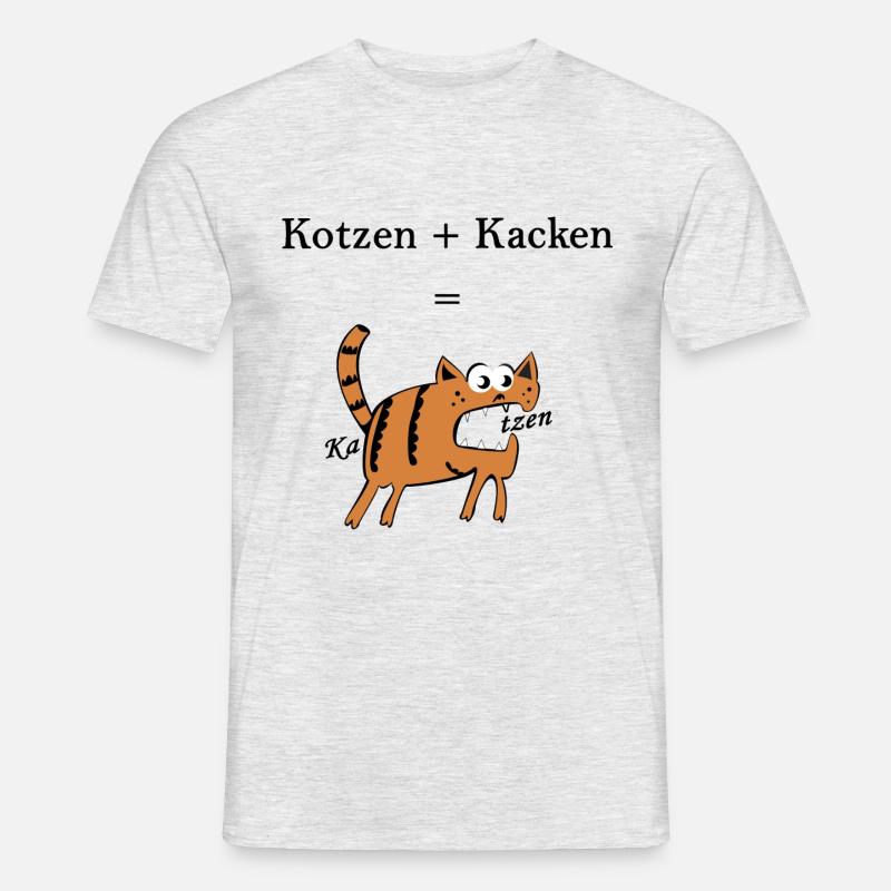 Kotzen+Kacken=Katzen. Lustige Geschenkidee - Männer T-Shirt - Grau meliert