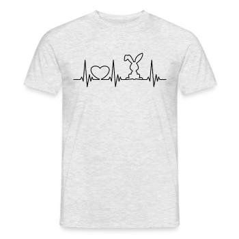Hase Herzschlag Heartbeat süßes Kaninchen Geschenk - Männer T-Shirt - Grau meliert - Vorne - AI Model Male 178 dark (178cm)