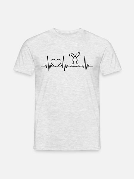 Hase Herzschlag Heartbeat süßes Kaninchen Geschenk - Männer T-Shirt - Grau meliert