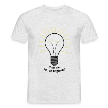 Trust me i’m an Engineer ! Ampoule à incandescence - T-shirt homme - gris chiné - Devant - AI Model Male 178 dark (178cm)