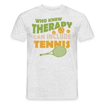 Thérapie tennis drôle de dicton - T-shirt homme - gris chiné - Devant - AI Model Male 178 dark (178cm)