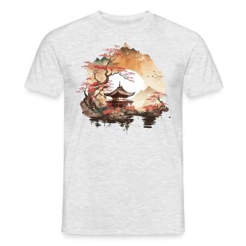 Temple chinois - T-shirt homme - gris chiné - Devant - AI Model Male 178 dark (178cm)