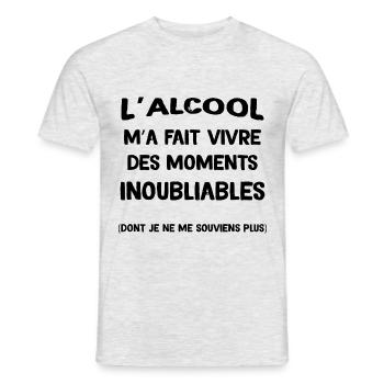 L'alcool Moments inoubliables - T-shirt homme - gris chiné - Devant - AI Model Male 178 dark (178cm)