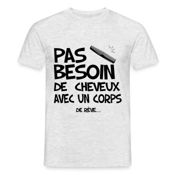 Chauve pas besoin de cheveux - T-shirt homme - gris chiné - Devant - AI Model Male 178 dark (178cm)