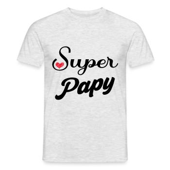 Super Papy Idée Cadeau Papi Mon Héros - T-shirt homme - gris chiné - Devant - AI Model Male 178 dark (178cm)
