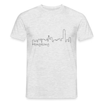 Skyline de Hong Kong - T-shirt homme - gris chiné - Devant - AI Model Male 178 dark (178cm)