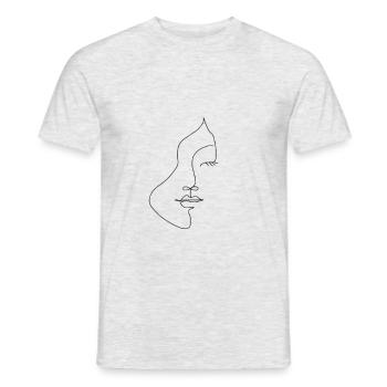Line art woman face - Men's T-Shirt - heather grey - Front - AI Model Male 178 dark (178cm)