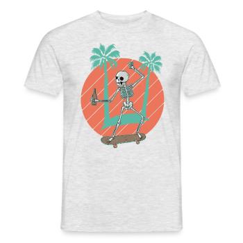 Skateboarding Skeleton Skater Palms and Drink - Men's T-Shirt - heather grey - Front - AI Model Male 178 dark (178cm)