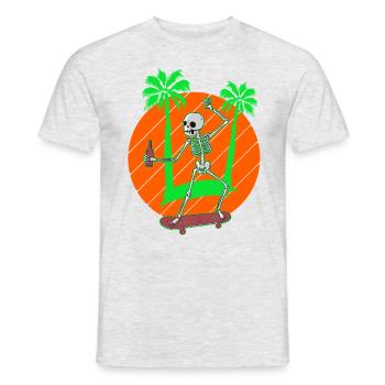 Skateboarding Skeleton Skater Palms and Drink - Men's T-Shirt - heather grey - Front - AI Model Male 178 dark (178cm)