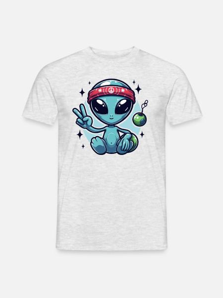 Friendly cartoon alien - Men's T-Shirt - heather grey