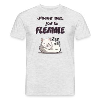 J'peux pas, j'ai la flemme! - T-shirt homme - gris chiné - Devant - AI Model Male 178 dark (178cm)