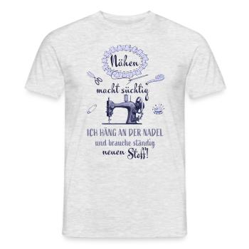 Nähen macht süchtig Schneider Näherin Schneiderin - Männer T-Shirt - Grau meliert - Vorne - AI Model Male 178 dark (178cm)