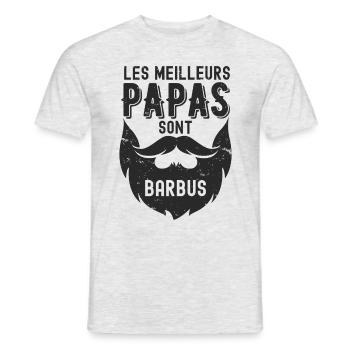 LES MEILLEURS PAPAS SONT BARBUS 3 - T-shirt homme - gris chiné - Devant - AI Model Male 178 dark (178cm)