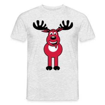 Deer Rudolph 3c Funny cartoon character - Men's T-Shirt - heather grey - Front - AI Model Male 178 dark (178cm)