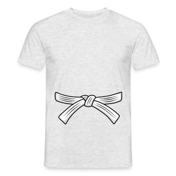 Judo Weißgurt Jiu Jitsu weißer Gürtel 6. Kyu Obi - Männer T-Shirt - Grau meliert - Vorne - AI Model Male 178 dark (178cm)