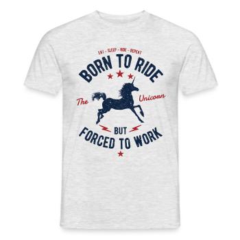 Geboren um zu reiten - Einhorn Unicorn Shirt - Männer T-Shirt - Grau meliert - Vorne - AI Model Male 178 dark (178cm)