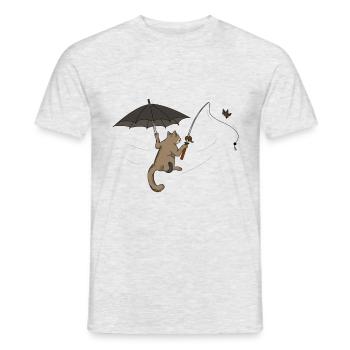 Cat Angel bird - Men's T-Shirt - heather grey - Front - AI Model Male 178 dark (178cm)