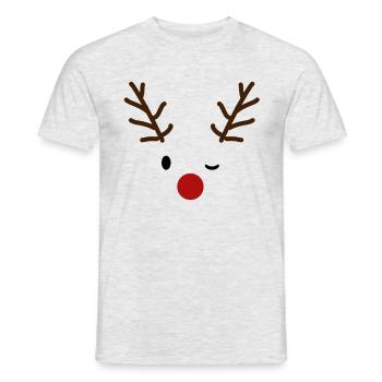 Reindeer face - Men's T-Shirt - heather grey - Front - AI Model Male 178 dark (178cm)