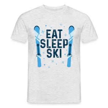 EAT SLEEP SKI - Men's T-Shirt - heather grey - Front - AI Model Male 178 dark (178cm)