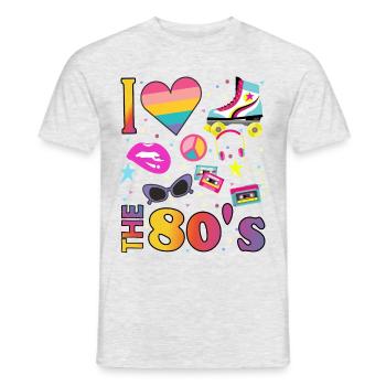I love the 80's Eighties Pop Art - Männer T-Shirt - Grau meliert - Vorne - AI Model Male 178 dark (178cm)