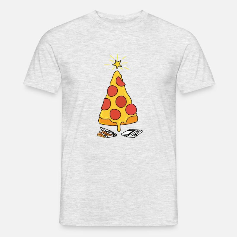 Pizza Christmas Tree - Männer T-Shirt - Grau meliert
