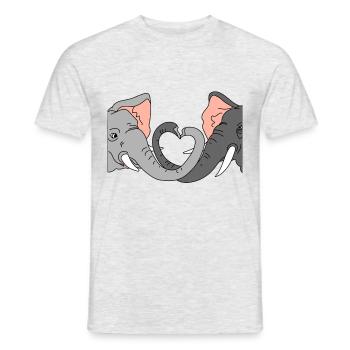 Elephants Love Heart Trunk - Men's T-Shirt - heather grey - Front - AI Model Male 178 dark (178cm)