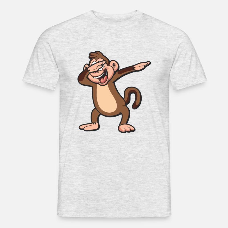 Dabbing Monkey - Männer T-Shirt - Grau meliert