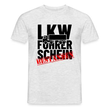Geschenk zum LKW Führerschein - Männer T-Shirt - Grau meliert - Vorne - AI Model Male 178 dark (178cm)
