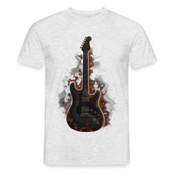 Burning Guitar – Chemise Dark Rock - T-shirt homme - gris chiné - Devant - AI Model Male 178 dark (178cm)