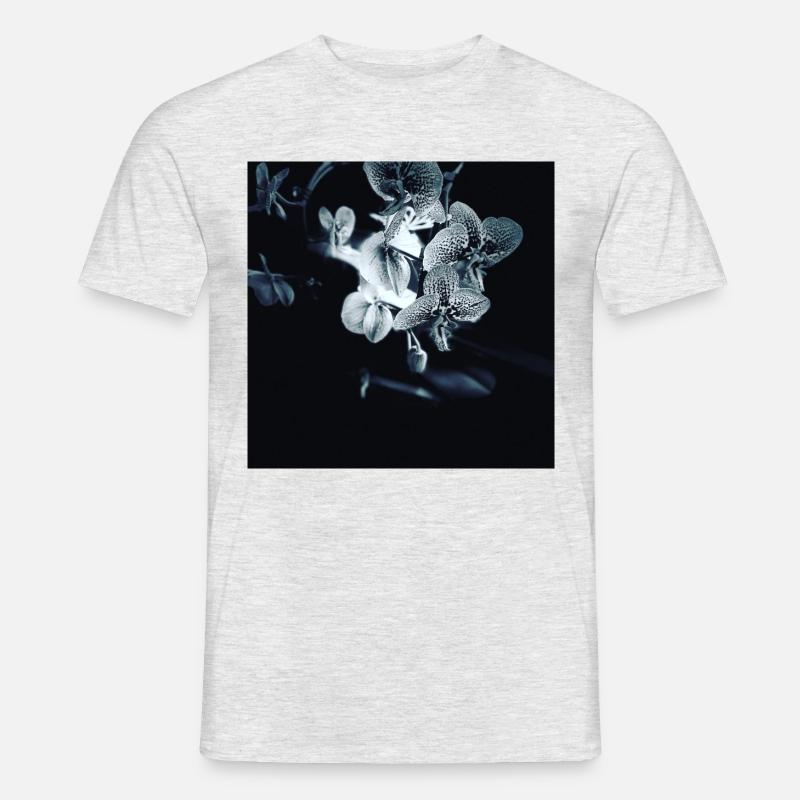 Orchidee black white effect - Männer T-Shirt - Grau meliert