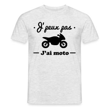 J'peux pas j'ai moto motard motarde,Moto,Motard - T-shirt homme - gris chiné - Devant - AI Model Male 178 dark (178cm)