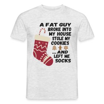 Lustiger Nikolaus Spruch - Ein dicker Kerl ....... - Männer T-Shirt - Grau meliert - Vorne - AI Model Male 178 dark (178cm)