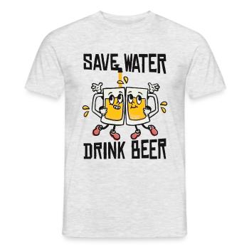 Save water Drink beer - Men's T-Shirt - heather grey - Front - AI Model Male 178 dark (178cm)