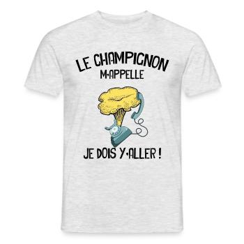 La girolles de téléphone cadeau drôle champignon - T-shirt homme - gris chiné - Devant - AI Model Male 178 dark (178cm)