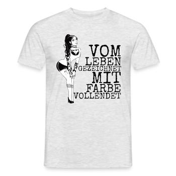 Vom Leben gezeichnet mit Farbe Vollendet -Tattoo - Männer T-Shirt - Grau meliert - Vorne - AI Model Male 178 dark (178cm)