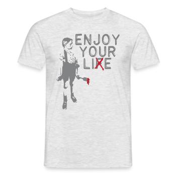 Enjoy your Life (Lie) Rebellion Truth Faith - Men's T-Shirt - heather grey - Front - AI Model Male 178 dark (178cm)
