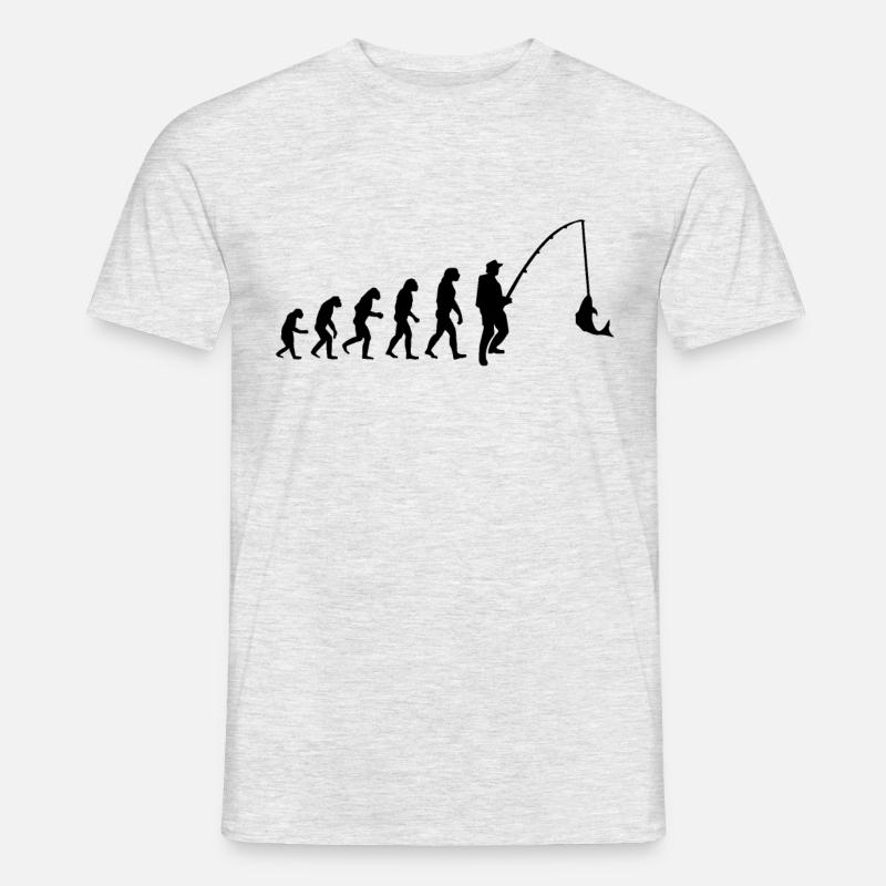 Pêche - Evolution - Cadeau - Pêcheur - Pêche - T-shirt homme - gris chiné