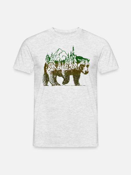 Bär Natur Landschaft Gebirge - Männer T-Shirt - Grau meliert
