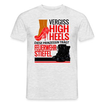 Prinzessin Frau Feuerwehr Stiefel High Heels - Männer T-Shirt - Grau meliert - Vorne - AI Model Male 178 dark (178cm)