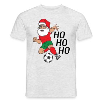 Santa Claus Santa Claus plays soccer Ho Ho Ho - Men's T-Shirt - heather grey - Front - AI Model Male 178 dark (178cm)