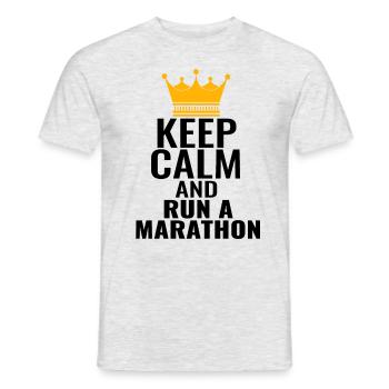 Marathon King Prince Crown Run Keep Calm saying - Men's T-Shirt - heather grey - Front - AI Model Male 178 dark (178cm)